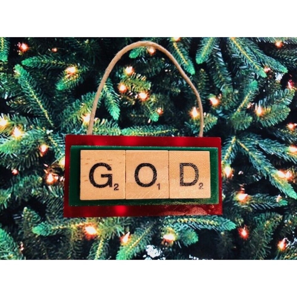 God Original Innovate Dream Christmas Ornament Scrabble Inspire Believe Empower